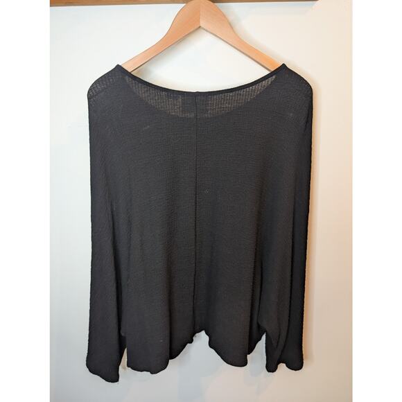 Anthropologie Maeve Black Textured Knit Oversized Crop Top Boxy Boho Large - Picture 3 of 8